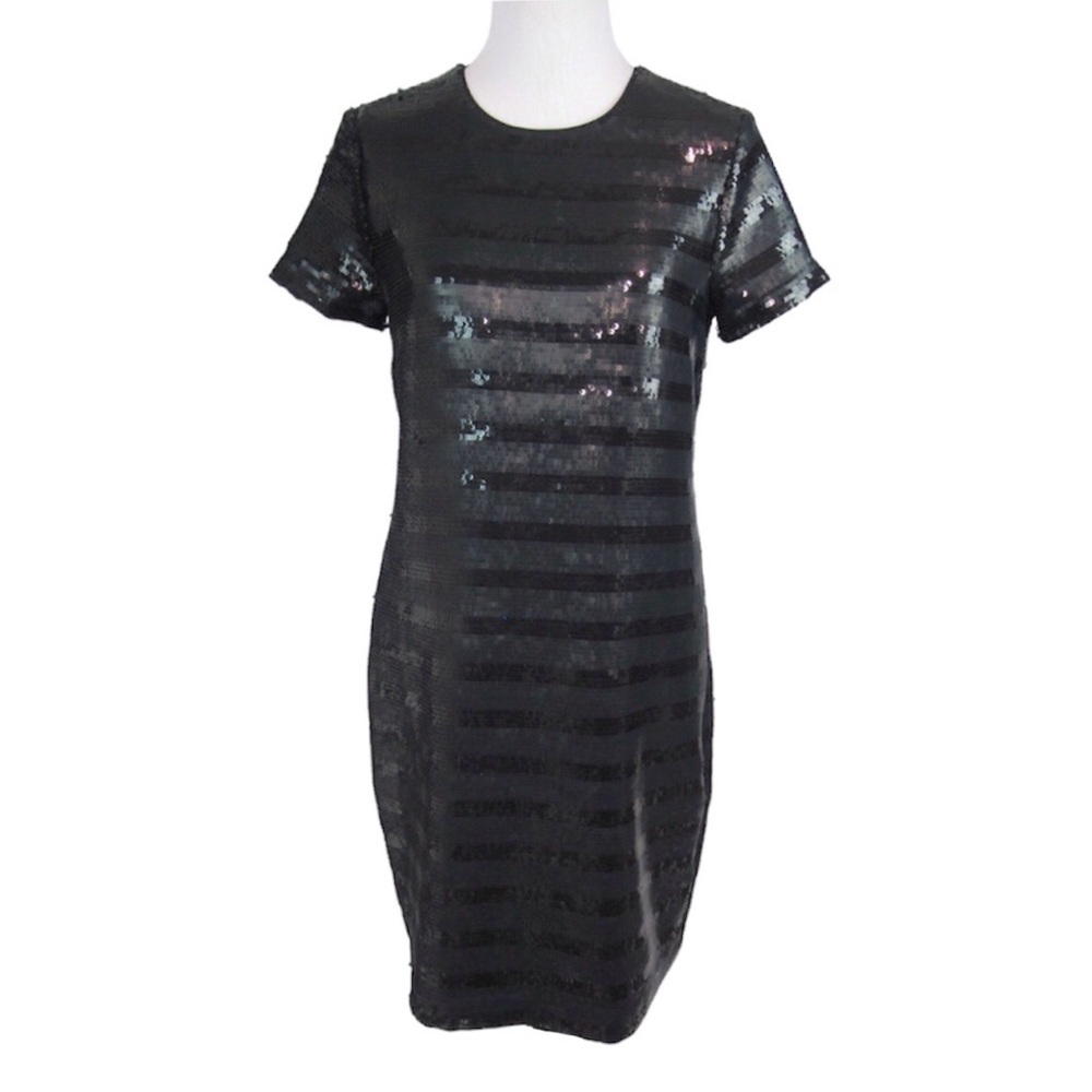 LAUREN RALPH LAUREN Black Sequin Shift Cocktail Party Dress Womens Size 4
